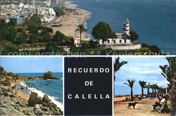 Calella Küste Kirche Strand Promenade Palmen