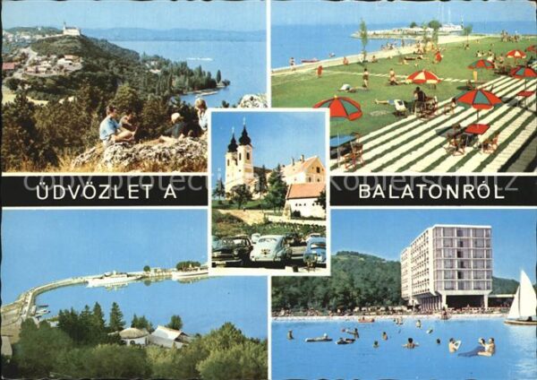 Balaton Plattensee Panorama Küste Hotelanlage Strand Bucht