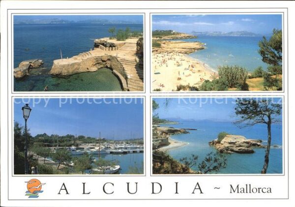 Alcudia Mallorca Panorama Küste Strand Felsen Yachthafen