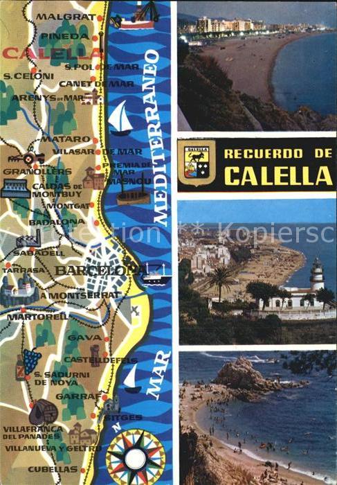 Calella Landkarte Strand Küste Meerblick