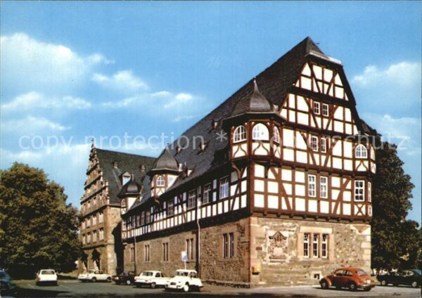 Giessen Lahn Neues Schloss mit Zeughaus Fachwerkhaus