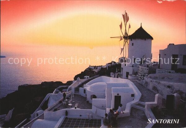 Santorin Thira Thera Sonnenuntergang Windmühle