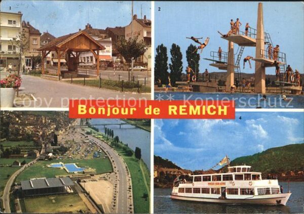 Remich Fliegeraufnahme Freibad Personenschiff