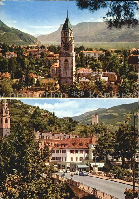 Merano Meran Postbrücke Blick auf den Pulverturm