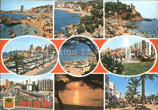 Lloret de Mar Hafen Schloss Promenade Fontäne Sonnenu