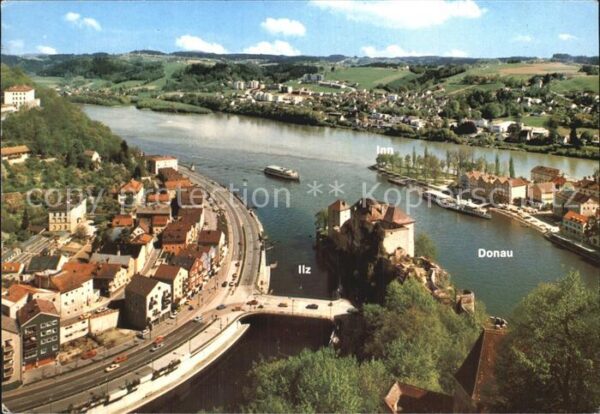 Passau Fliegeraufnahme Dreiflüssestadt Zusamme