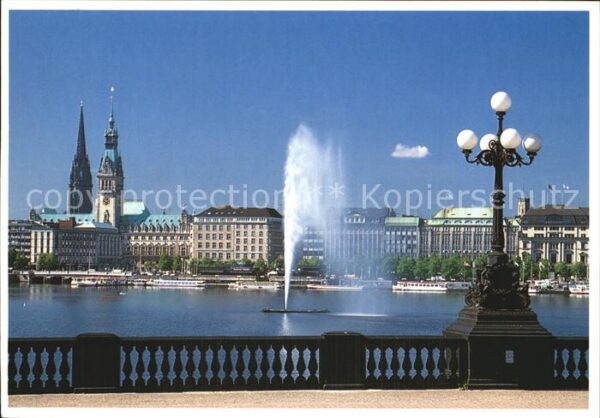Hamburg Binnenalster Rathaus Nikolai-Kirche