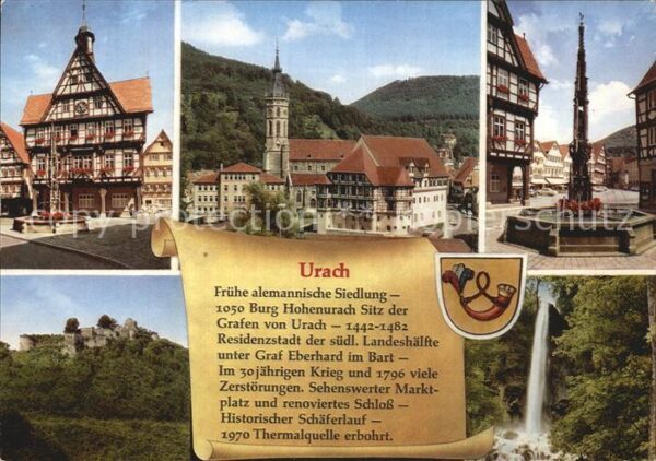 Urach Bad Fachwerkhaus Brunnen Teilansicht mit Ki