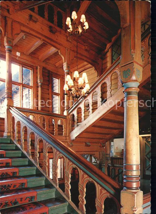 Oslo Norwegen Holmenkollen Touristhotel Treppenaufgan