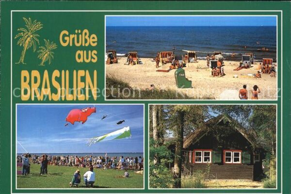 Brasilien Schleswig-Holstein Strand Drachensteigen Reetdachhaus