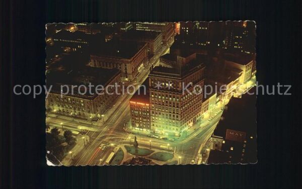 Cleveland Ohio Downtown after dark Public Square Super