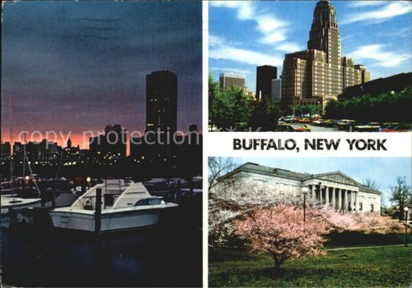Buffalo New York Boats Lake Erie Skyline Skyscraper Buil