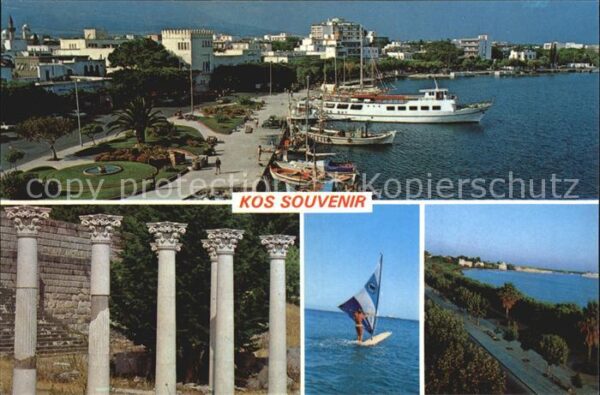 Kos Cos Hafen Promenade Ruinen Küste Windsurfen