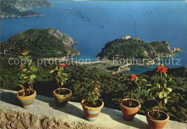 Paleocastrizza Panorama Blick aufs Meer