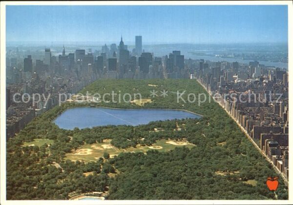 New York City Central Park Manhatten Skyline aerial v