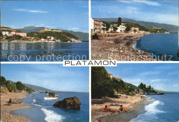 Platamon Ansicht vom Meer aus Strand Küste
