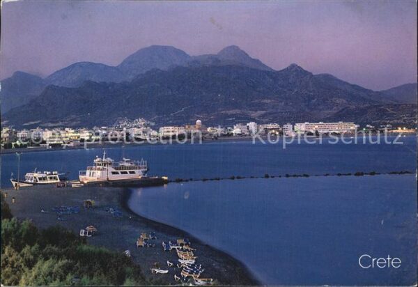 Ierapetra Kreta Panorama Hafen Berge Nachtaufnahme