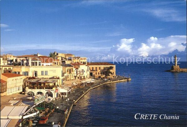 Chania Insel Kreta Hafenpromenade Leuchtturm