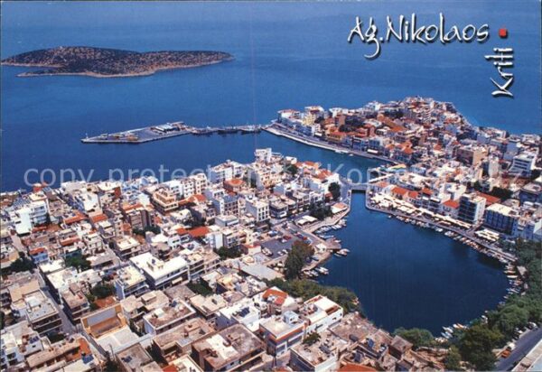 Agios Nikolaos Kreta Hafen Insel Fliegeraufnahme