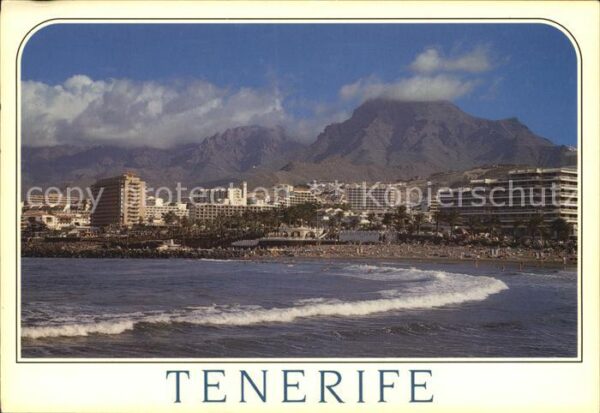 Playa de las Americas Ansicht vom Meer aus Strand Hotels Berg