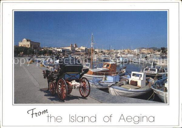 Aegina Egina Hafen Fischerboote Pferdekutsche