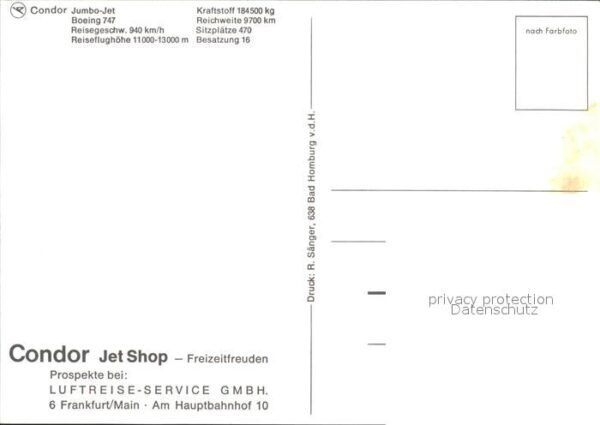 Flugzeuge Zivil Condor Jumbo-Jet Boeing 747 – Bild 2