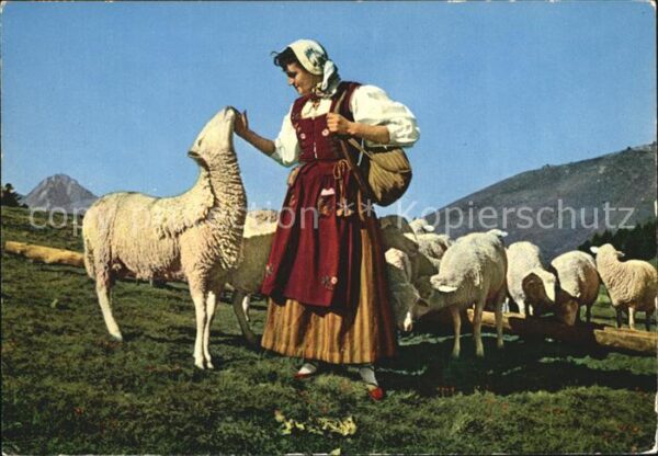 Schafe Bergere et ses moutons Costumes Pyrenee
