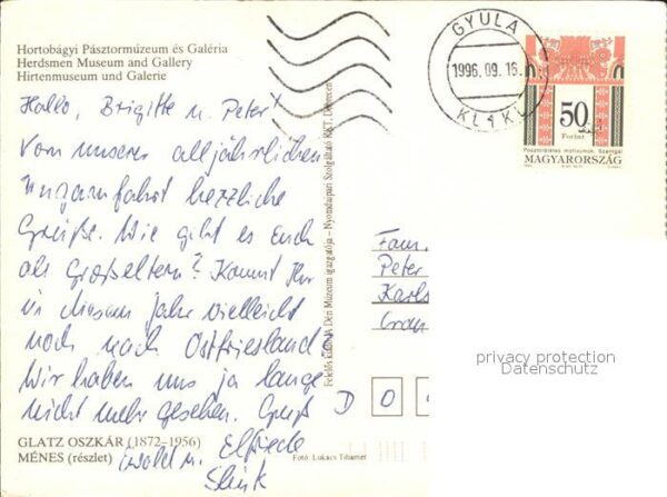Kuenstlerkarte Glatz Oszkar Menes Hirtenmuseum und Gal – Bild 2