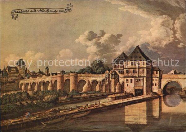 Frankfurt Main Alte Brücke um 1800 Gemälde