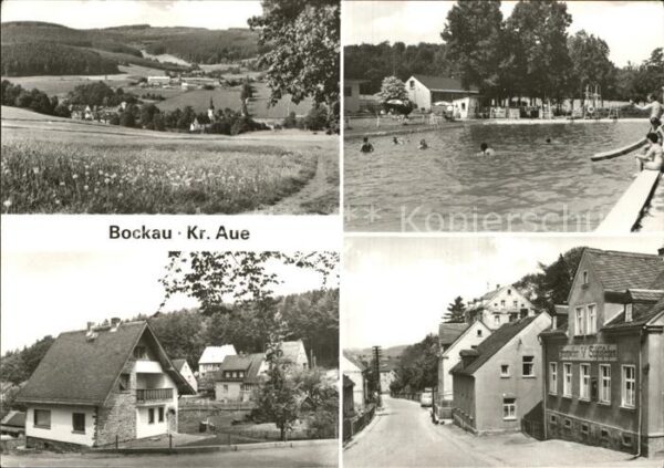 Bockau Erzgebirgskreis Panorama Schwimmbad Dorfpartie