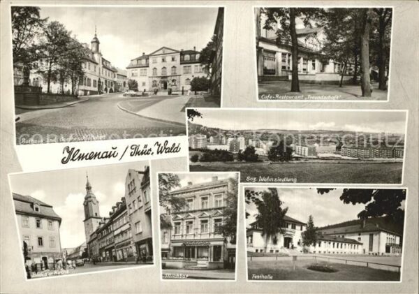 Ilmenau Thueringen Rathaus und Goetheschlösschen Cafe Freu