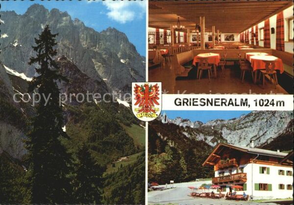 Kirchdorf Tirol Griesneralm Gastraum mit Wildem Kaiser