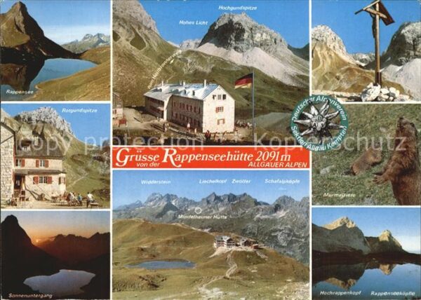 Rappenseehuette Rappensee Gipfelkreuz Rotgrundspitze Mu