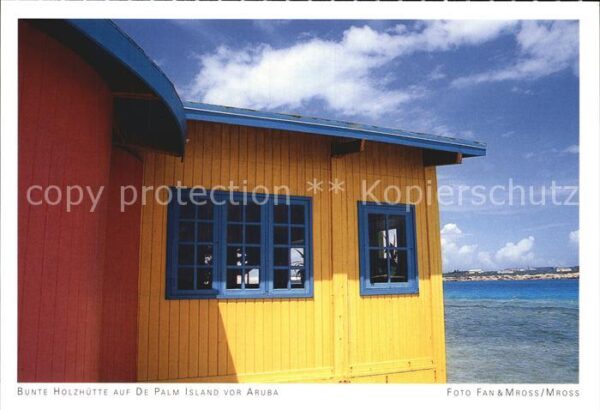 Aruba Bunte Holzhütte auf  De Palm Island