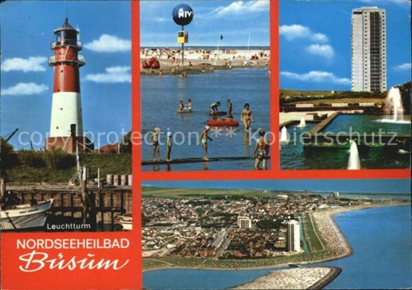 Buesum Nordseebad Leuchtturm Hochhaus Brunnen Fliegeraufn