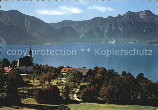 Steinbach Attersee Schafberg Kirche Panorama