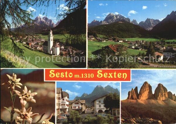 Sesto Sexten Suedtirol Panorama Ortsansicht Kirche Dolomiten