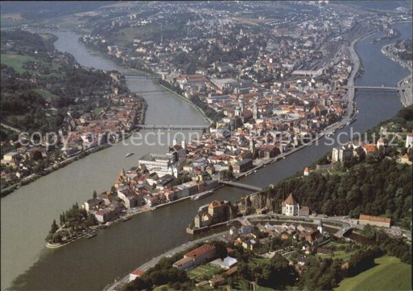 Passau Fliegeraufnahme Flussmündungen