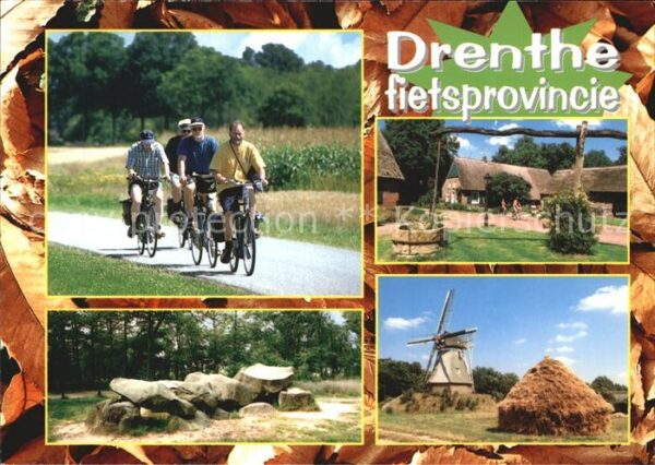 Drenthe Windmühle Radfahrer Bauernhaus