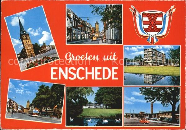 Enschede Kirche Strassenpartie Schwanenteich