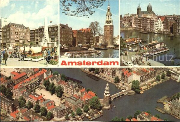 Amsterdam Niederlande Nationaldenkmal Turm Grachtenhäuser Fli