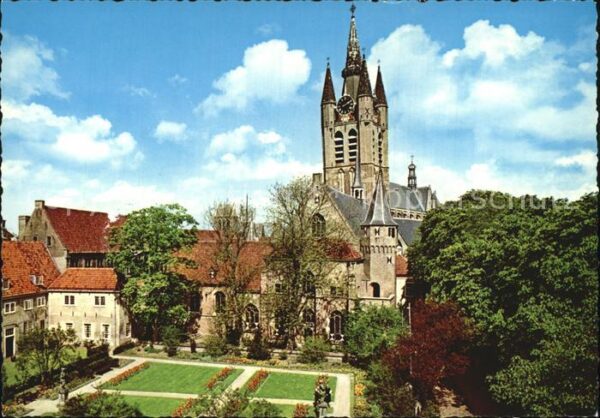 Delft Prinsenhof met Oude Kerk Kirche
