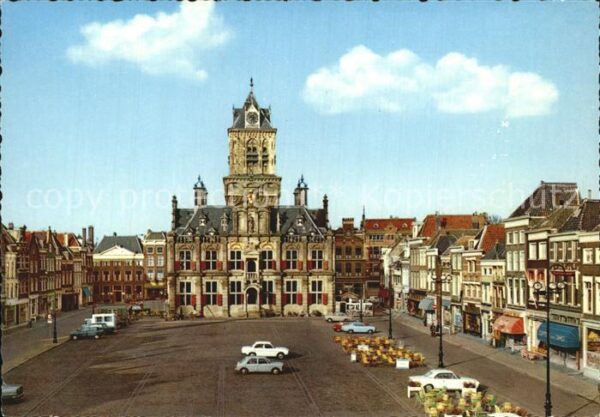 Delft Markt met Stadhuis Rathaus