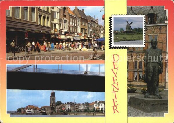 Deventer Fussgängerzone Brücke Kirche Windmühle