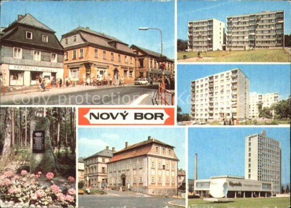 Novy Bor Strassenpartie Hochhäuser Denkmal Geden