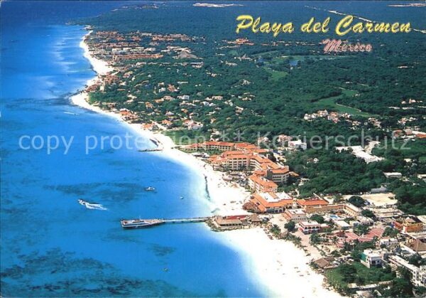 Playa Del Carmen Aerial view of Hotel zone on the Rivier
