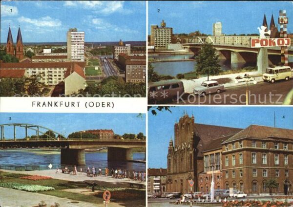Frankfurt Oder Blick vom Hochhaus Polnisches Ufer Brüc