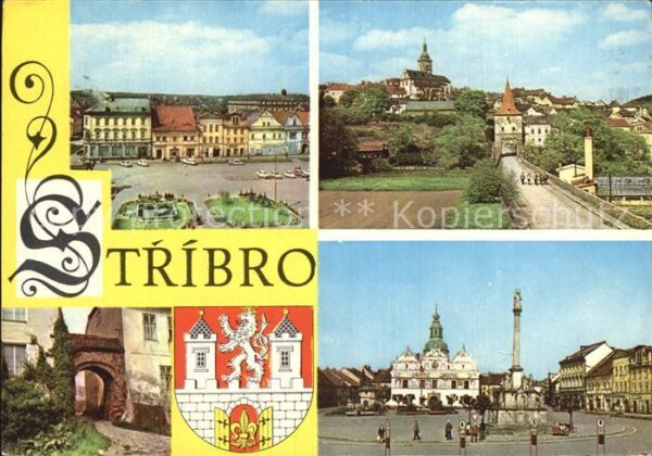 Stribro Teilansichten Platz Säule Rathaus