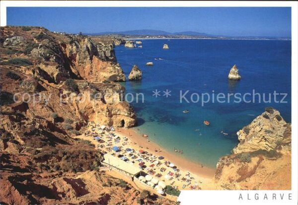 Lagos Algarve Portugal Panorama Strand Felsenküste Fliegeraufn