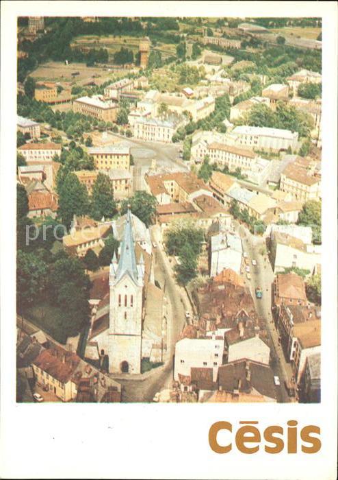 Cesis Fliegeraufnahme Kirchenpartie